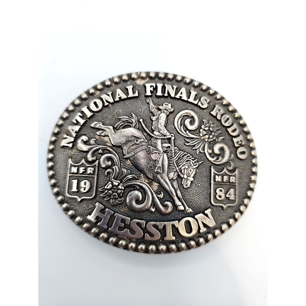 Vintage 1984 Hesston NFR Rodeo Belt Buckle Fred Fellows